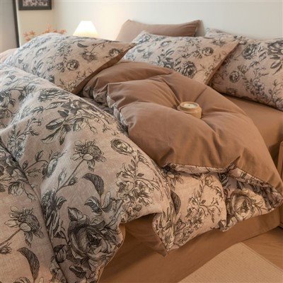Set di biancheria da letto retrò in tutto-cotone spazzolato-sul retro
